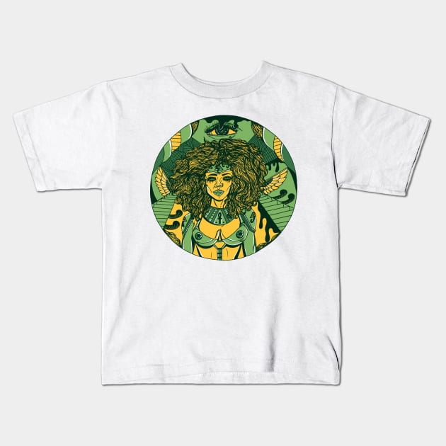 Forrest Green Kemet Warrior Kids T-Shirt by kenallouis